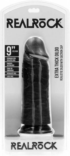 Shots Real Rock Ρεαλιστικό Dildo με Βεντούζα Μαύρο