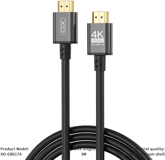 XO HDMI 2.0 Cable HDMI male - HDMI male 3m Black