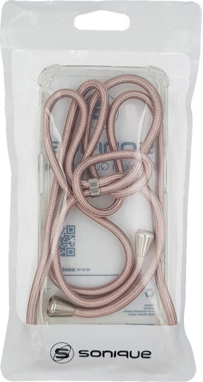 Sonique Armor Clear Silicone Case with Lanyard Motorola Edge 50 Pro 5G Satin Pink Gold
