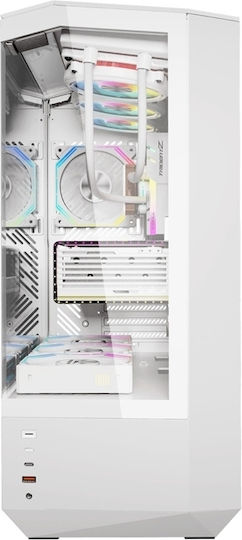 Darkflash DY460 Gaming Middle Tower Carcasă PC cu Deschidere Laterală Albă