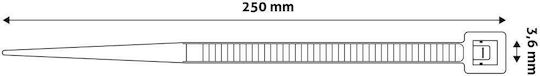 Entac Cable Ties Plastic 250mm x 3.6mm in White Colour (50 pcs) (ECT-3.6-250-W)