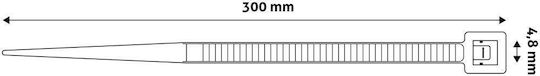 Entac Cable Ties Plastic 300mm x 4.8mm in White Colour (50 pcs) (ECT-4.8-300-W)