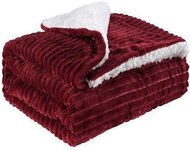 Hatzitex Sherpa Blanket Super Double 220x240cm Burgundy