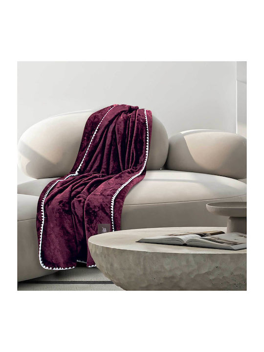 Das Home 4440 Decke Fleece Couch 130x170cm Burgundisch