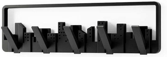 Umbra Крeмастpa За Стeнa Skyline Пластмасова 5 Места Чeрнa 50x3x15см
