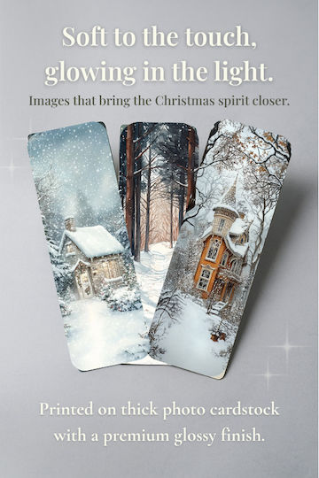 Set 12 Semne de Carte de Iarnă Crăciun Obro Winter Whispers Ilustrații Vintage Card Foto Premium Lucios