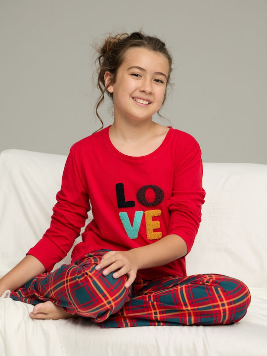 Sexen Kinder Schlafanzug Winterlich Baumwoll Red