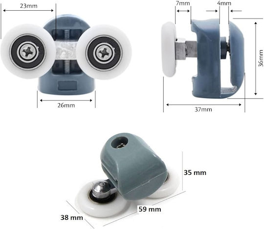 Cabin Shower Roller Double 23mm Hs058 Upper Cabin Shower Roller Double 23mm Hs058 Upper
