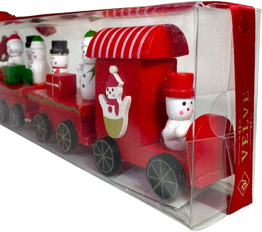 Velve Trenuleț De Lemn De Crăciun Figurine Festive Roșii 39 Cm
