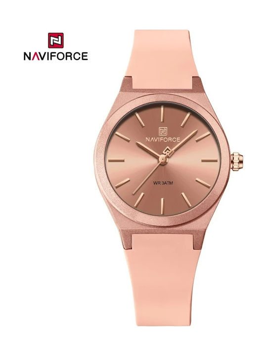 Naviforce Ceas Bărbați 32mm Baterie Cu Curea Roz Din Cauciuc