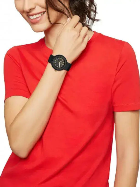 HipHop Women's Watch with Black Rubber Strap