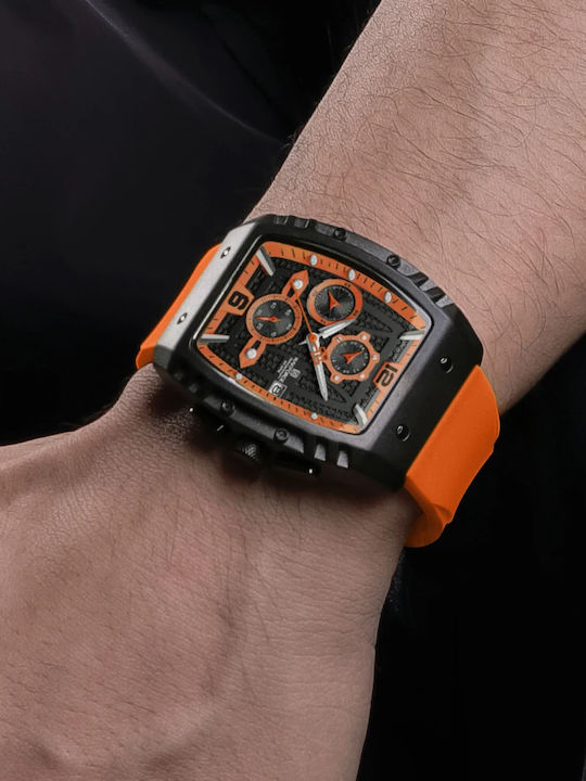 Naviforce Ceas Bărbați Cronograf Baterie Cu Curea Din Cauciuc Portocalie