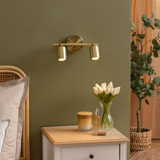 Doppel Spot mit Fassung GU10 in Gold Farbe Doppel Spot mit Fassung GU10 in Gold Farbe
