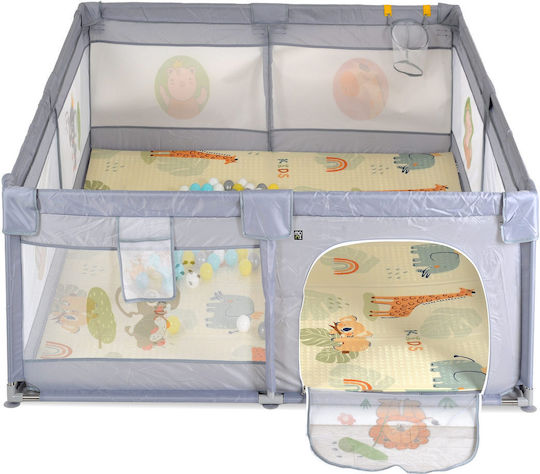 Cangaroo Park with Mattress Gray 120x120cm