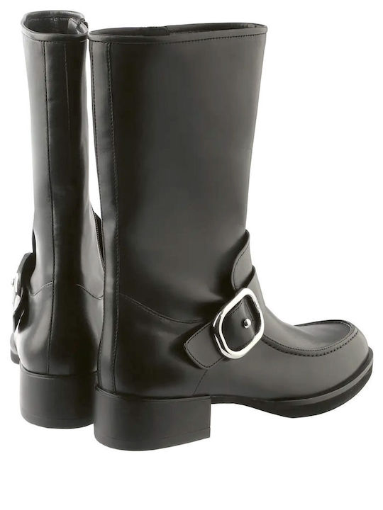 Leder Stiefeletten Damen Schwarz