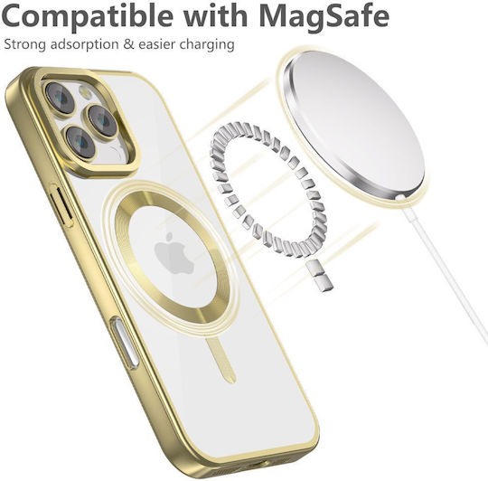 Tech-Protect iPhone 16 Pro Magflex Калъф Силиконов TPU Magsafe Прозрачен Satin Gold