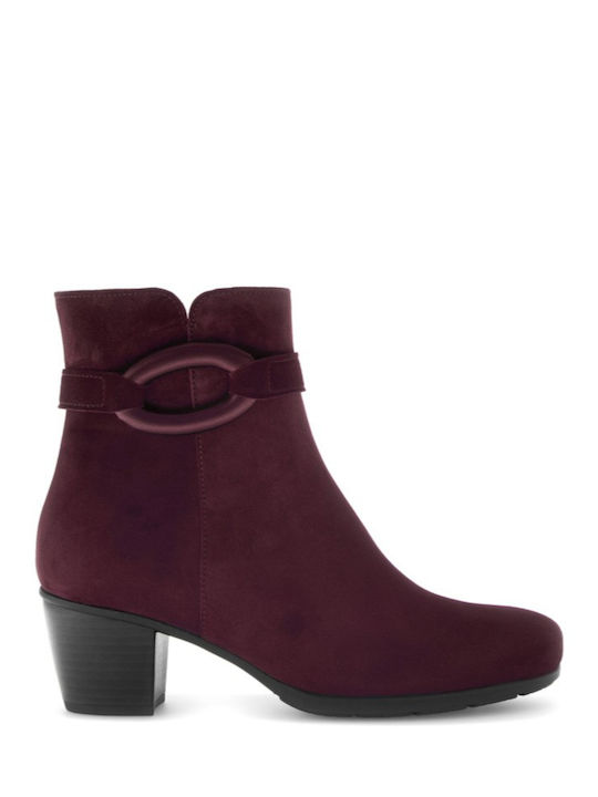 Leder Stiefeletten Damen Burgundisch