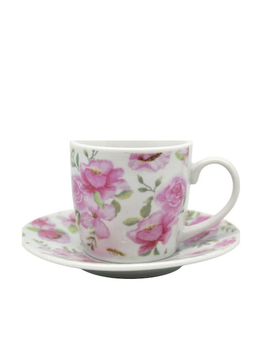 Ankor Set of Cups Coffee Porcelain Pink 110ml 6pcs