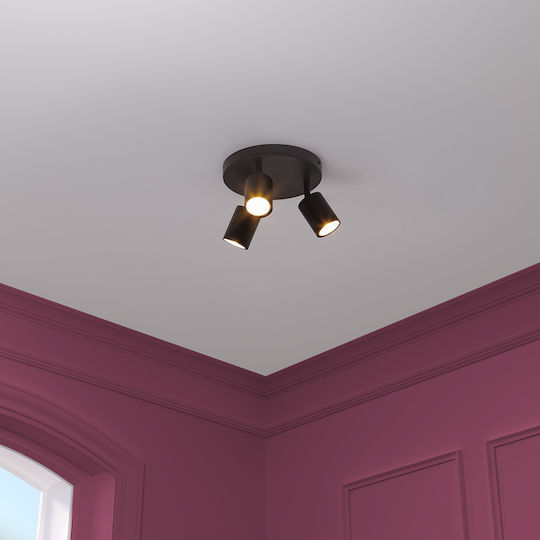 Triple Spot with Socket GU10 in Black Color
