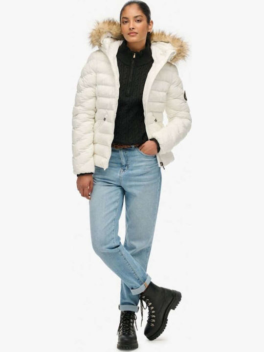 Ovin Fuji Γυναικείο Puffer Μπουφάν για Χειμώνα Λευκό