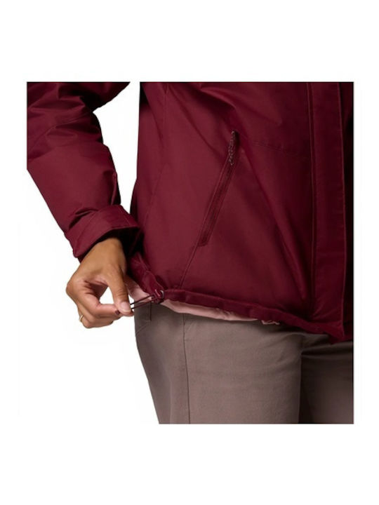 Women's Lifestyle Jacket Waterproof for Winter with Hood Red