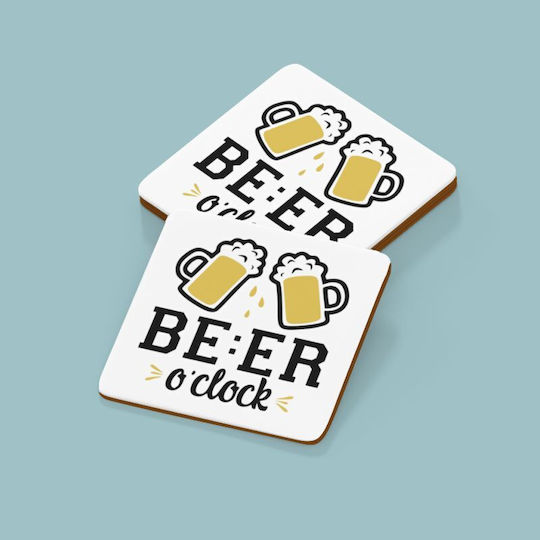 Beer O'clock Untersetzer Hölzernes 9x9cm 2 Stück Beer O'clock Untersetzer Hölzernes 9x9cm 2 Stück