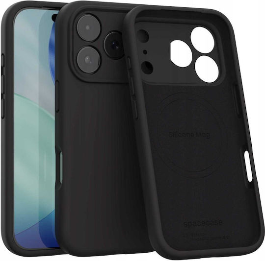 Spacecase Silicone Umschlag Rückseite Silikon Schwarz (iPhone 17 Pro)