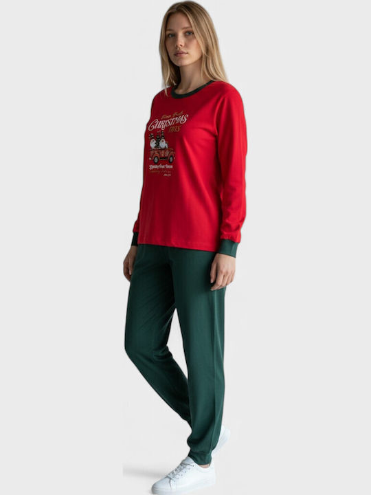 Nina Club Winter Women's Pyjama Set Red/Green Christmas