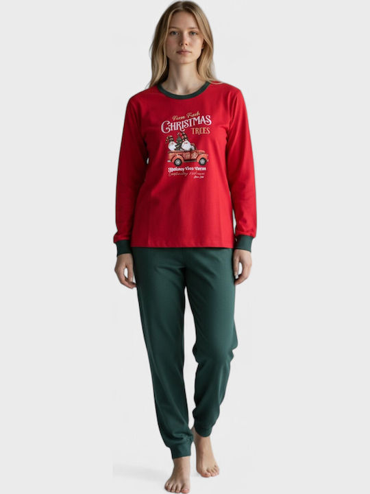 Nina Club Winter Women's Pyjama Set Red/Green Christmas