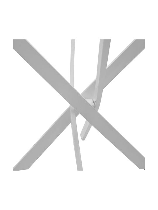 Antoro Round Table Dining Room with Glass Surface White 80x80x75cm
