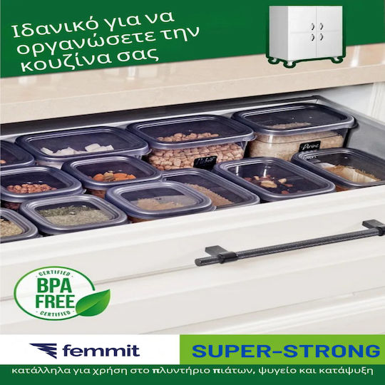 Femmit Σετ 12 Βάζα Αποθήκευσης Τροφίμων Μπαχαρικών 400 ml με Αεροστεγές Καπάκι Πλαστικό BPA Free