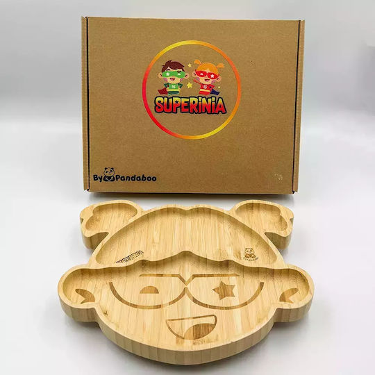 Pandaboo Παιδικό Πιάτο Φαγητού από Bamboo Κίτρινο