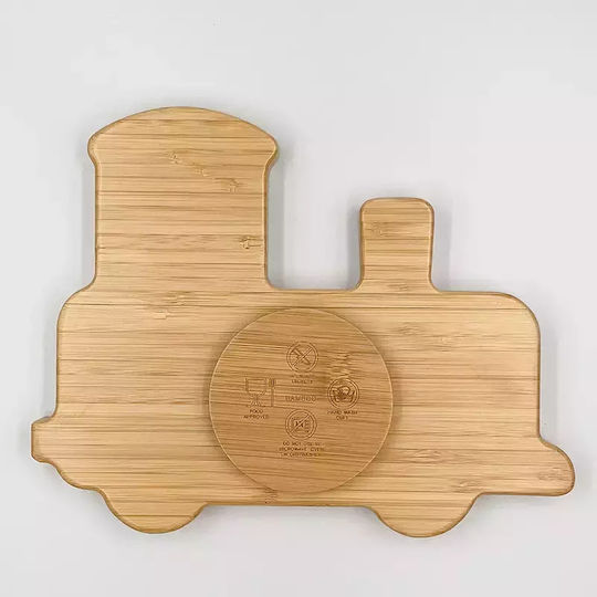 Pandaboo Baby Food Plate made of Bamboo Orange