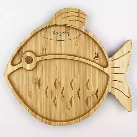 Pandaboo Baby Food Plate made of Bamboo Orange