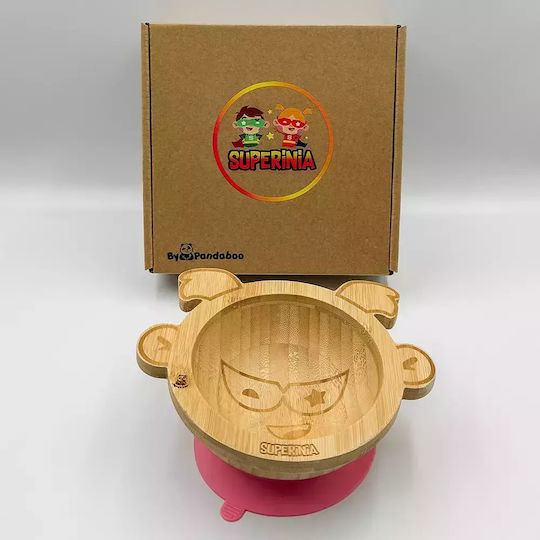 Pandaboo Baby Food Bowl made of Bamboo Pink
