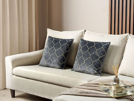 Beliani Moroccan Clover Gray Throw Pillow 2 Pieces 45x45cm