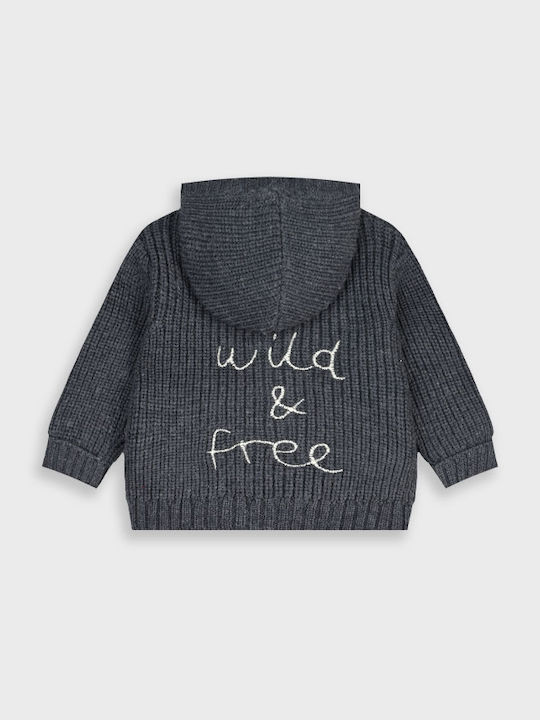 Kinderstrickjacke Gestrickt mit Kapuze Gray