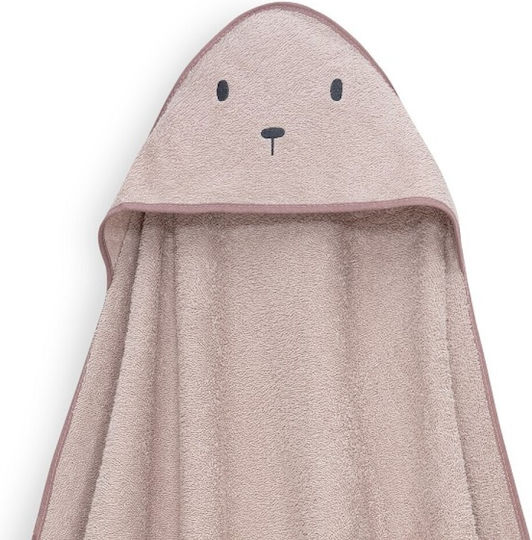Interbaby Baby Hooded Towel Bathrobe Bear Dark Pink 100x100cm