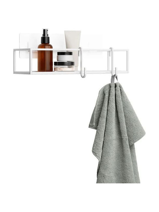 Umbra Cubiko Wall Mounted Bathroom Shelf Metallic 32x12x6cm White