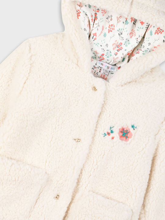 Kids Casual Short Coat with Hood Beige