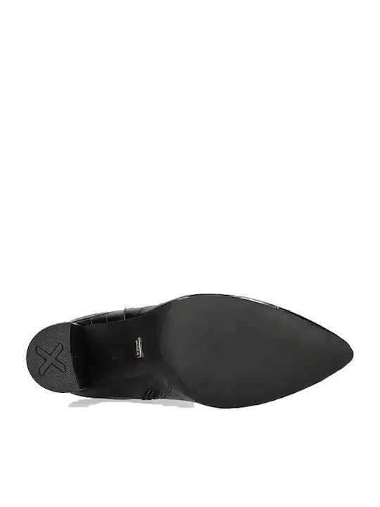 Krystal Indy Γυναικείες Μπότες με Ψηλό Τακούνι Black Croco