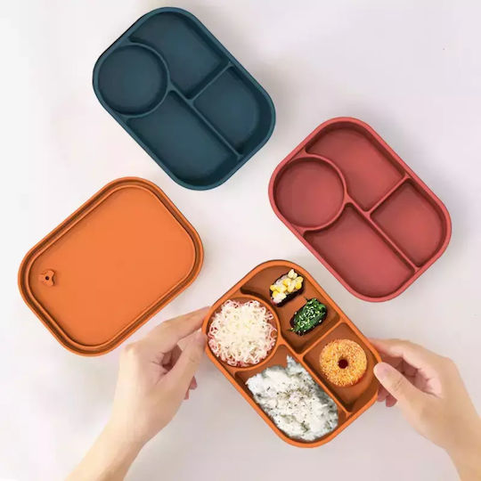 Pandaboo Cutie De Prânz Din Silicon Albastră Cu Compartimente