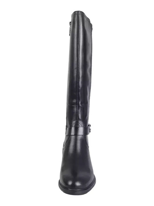 Leather Women's Boots with Rubber / Zipper Black