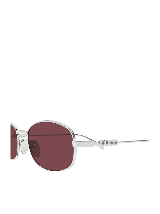 Gucci Unisex Sonnenbrille mit Silber Metall Gestell und Rot Spiegel Linse GG1940S 003
