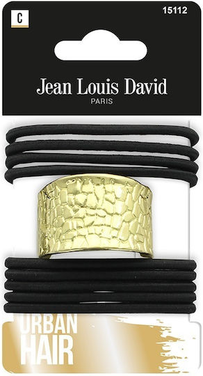 Hair Scrunchies Black Gold Metallic Detail 10 Pieces J.l.david Accesories 15112