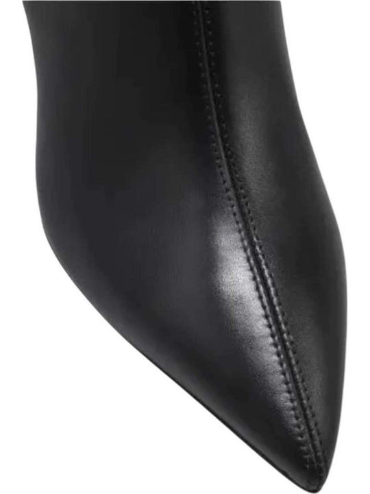 Schwarze Damenstiefel aus Leder Über dem Knie
