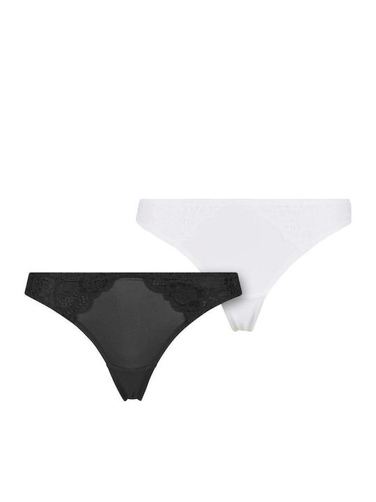 Дамско Бразилско 2Pack с дантела Black, White