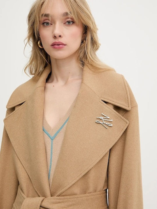 Вълна Дамско Beige Палто