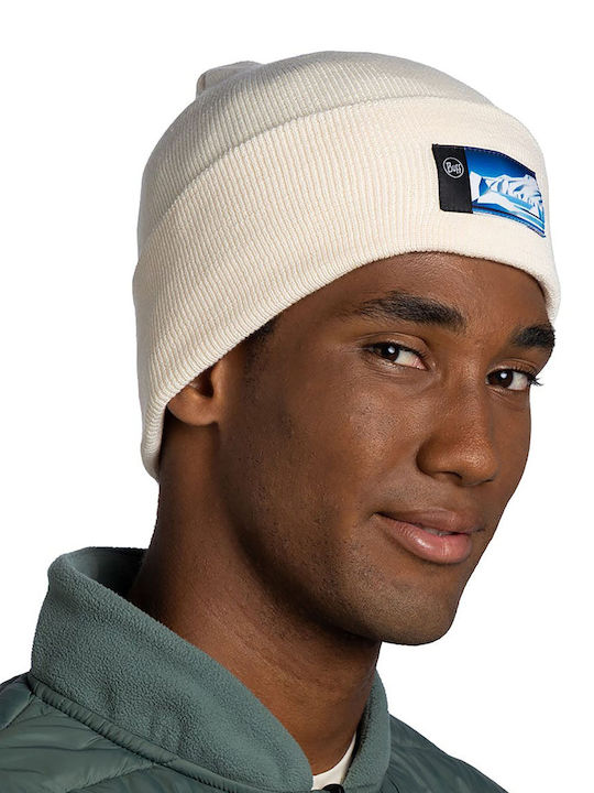 Beanie Unisex Fleece Σκούφος Πλεκτός σε Εκρού χρώμα