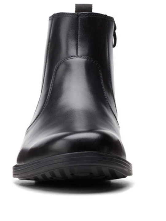 Whiddon Leather Black Men's Boots with Zipper